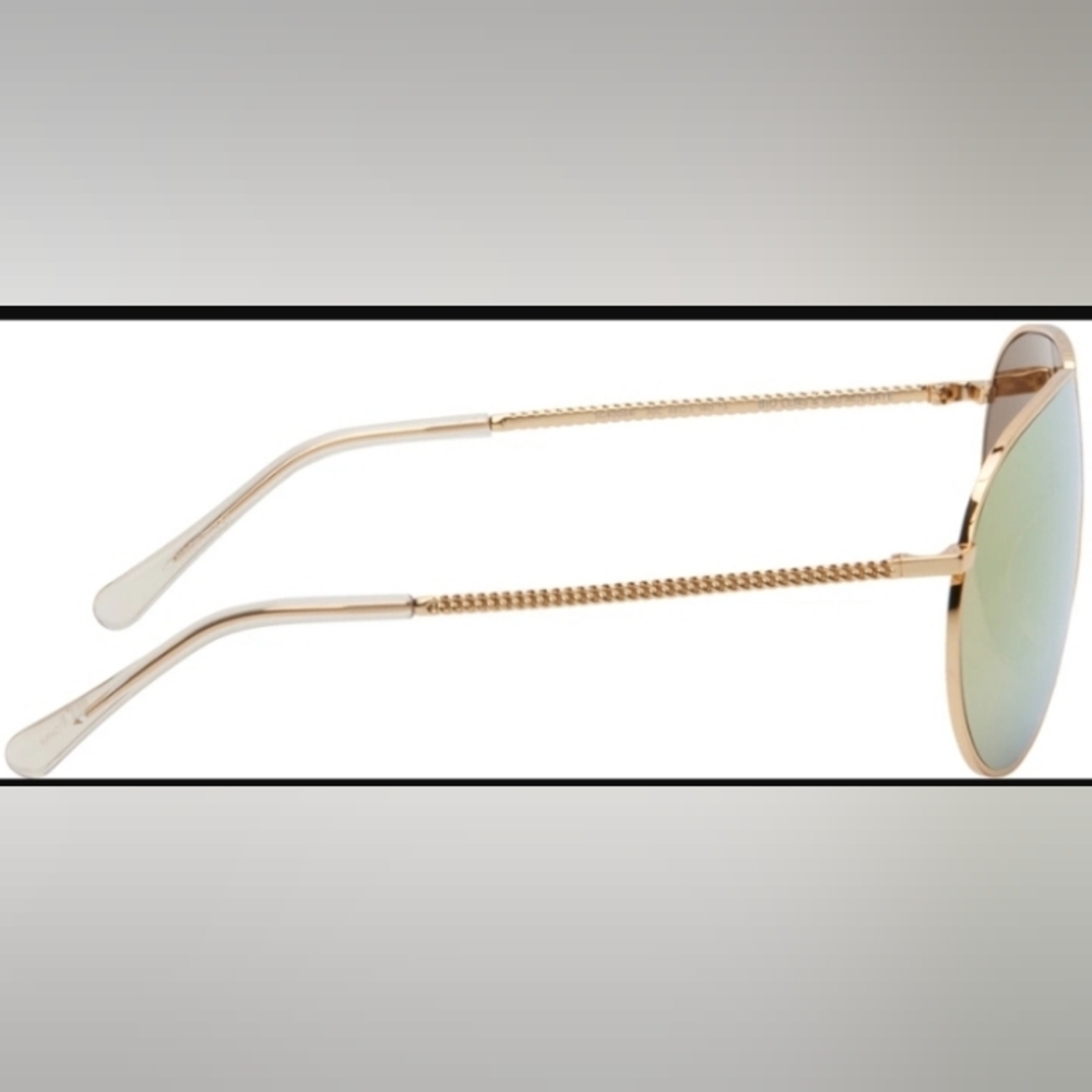 Stella McCartney Gorgeous Gold Metal & Mirrored Aviator Sunglass NWT - Picture 8 of 16